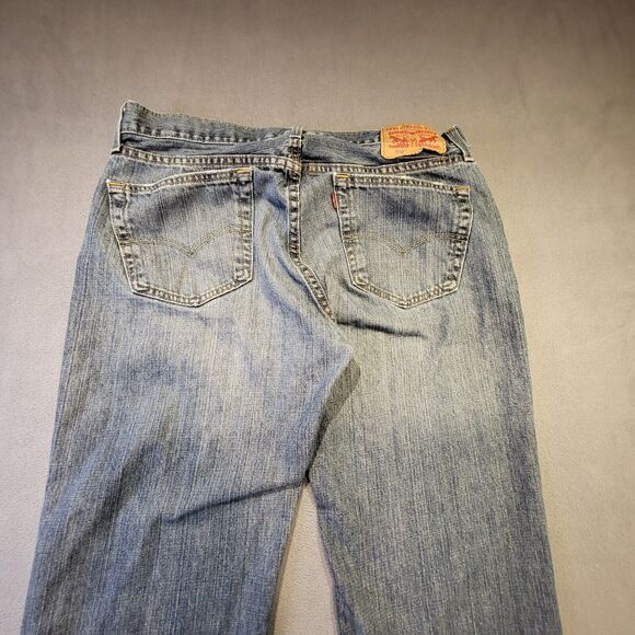 Levis 559 Mens 34x29 Relaxed Fit Straight Leg Blue Denim Distressed Jeans - Picture 9 of 10
